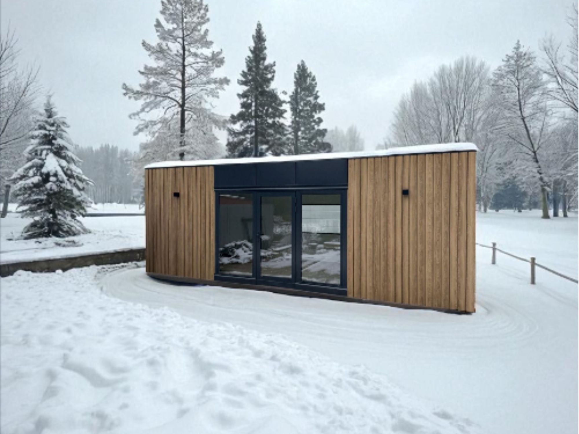 Fonctionnel et raffiné, ce studio arrondi offre un espace lumineux et apaisant. Conçu pour durer, il s’adapte à tous les usages : bureau, atelier, chambre d’amis ou logement d’appoint.