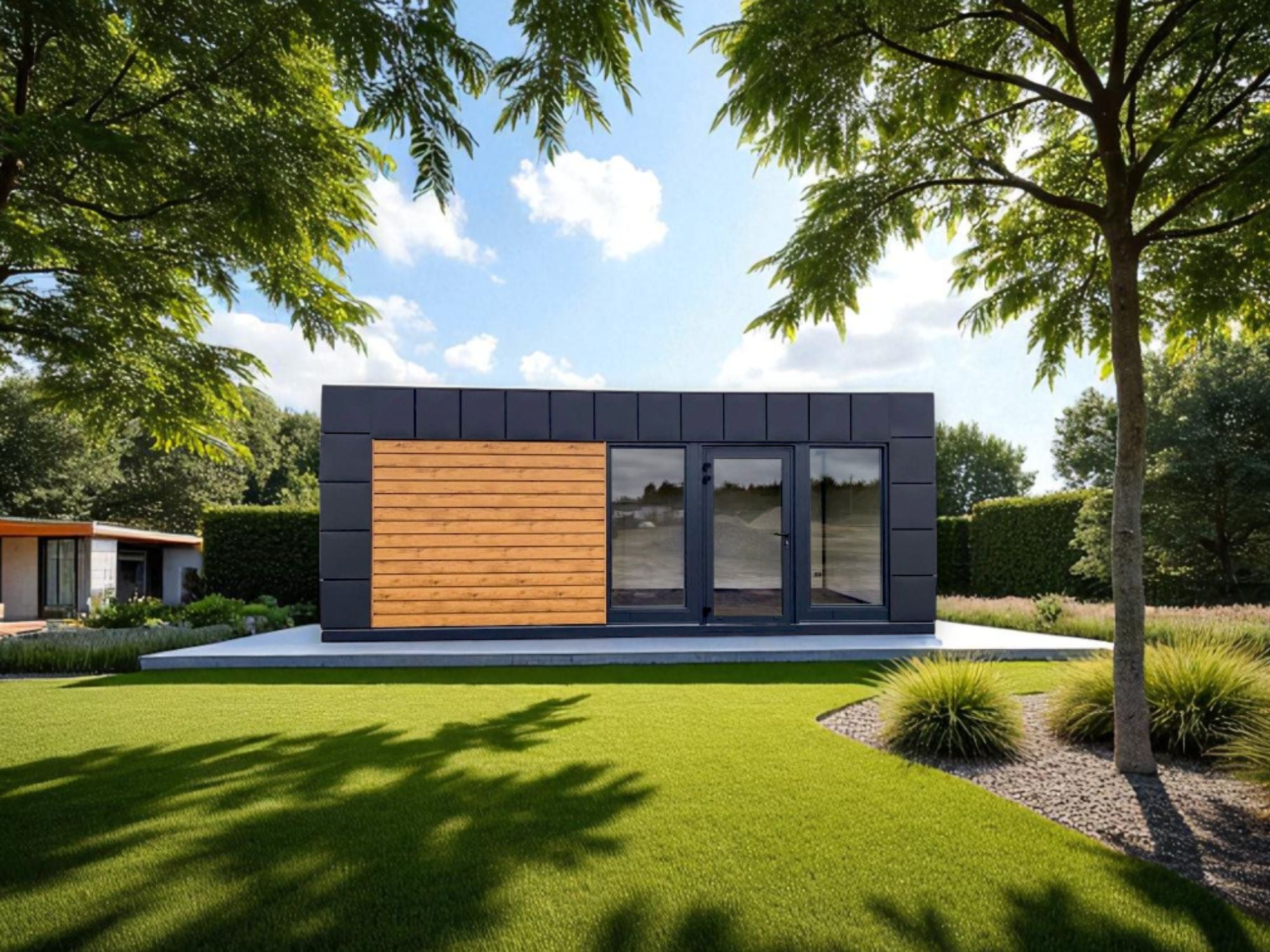 Véritable extension de la maison, ce studio de jardin propose de 18 à 36 m² d’espace personnalisable. Parfait pour travailler, accueillir ou se détendre, il conjugue design, isolation et durabilité à un prix accessible.