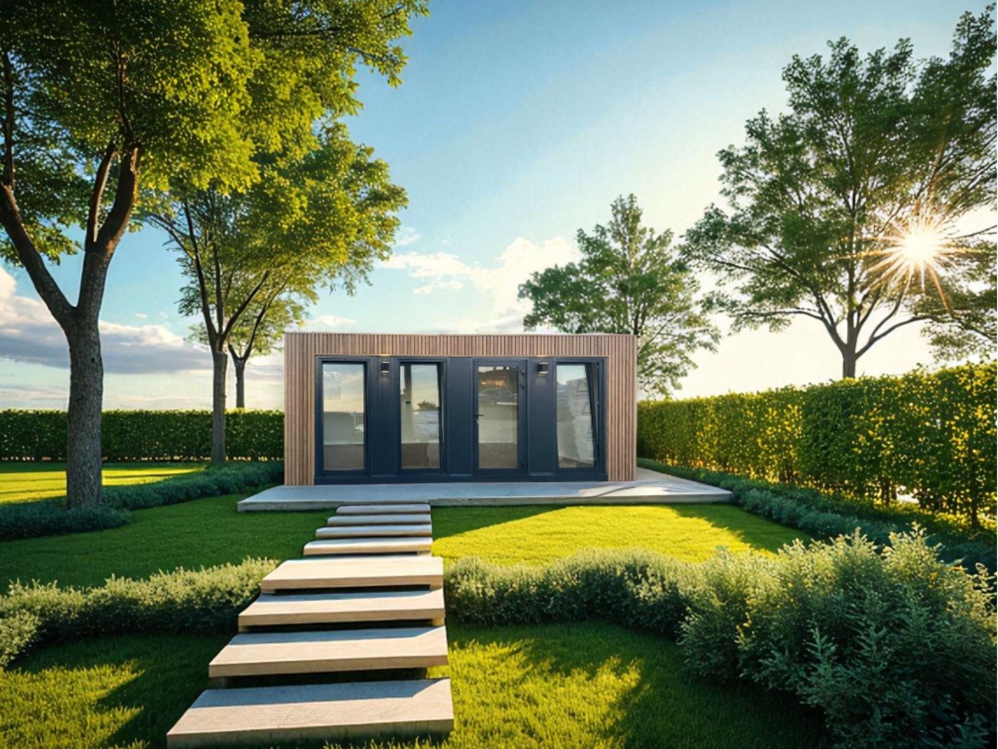 Un atelier de jardin design et fonctionnel, parfait pour créer, bricoler ou se ressourcer au cœur de la nature. Son bardage en bois et ses larges ouvertures offrent un espace lumineux et chaleureux toute l’année.